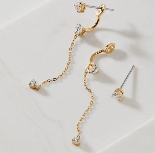 Salome CZ Linear Chain Earrings