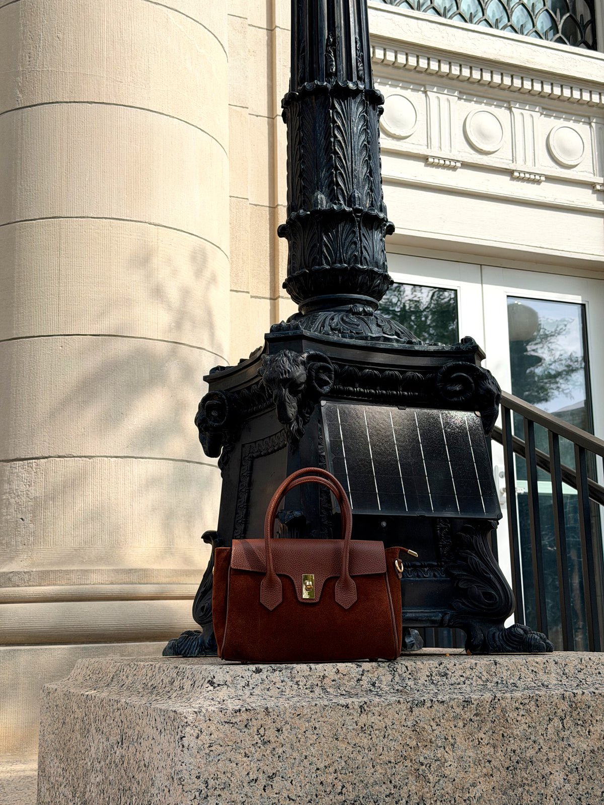 The Blair Suede Handbag — Cognac