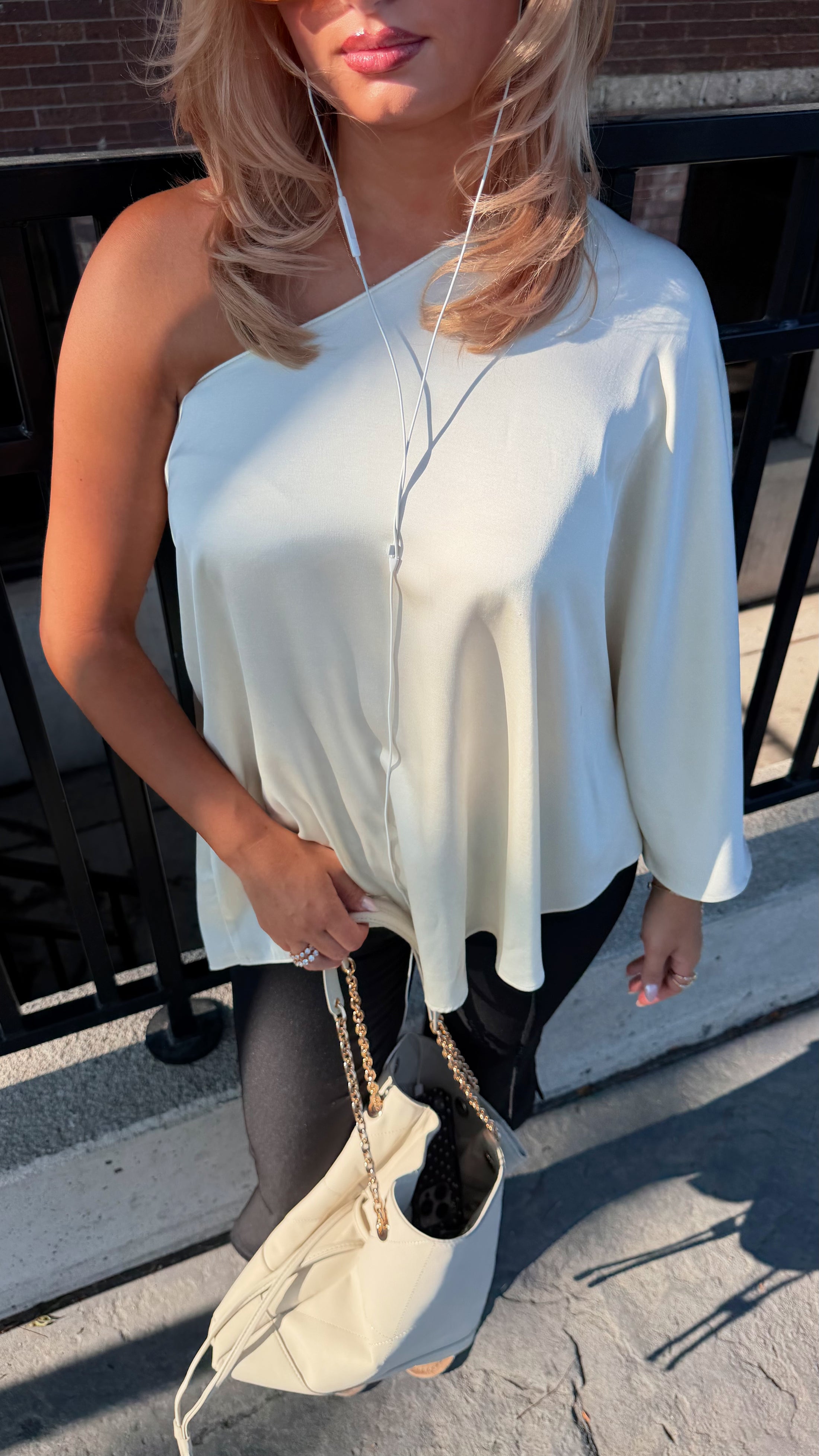 The Azure Soirée Silk Top – Parisian Pearl