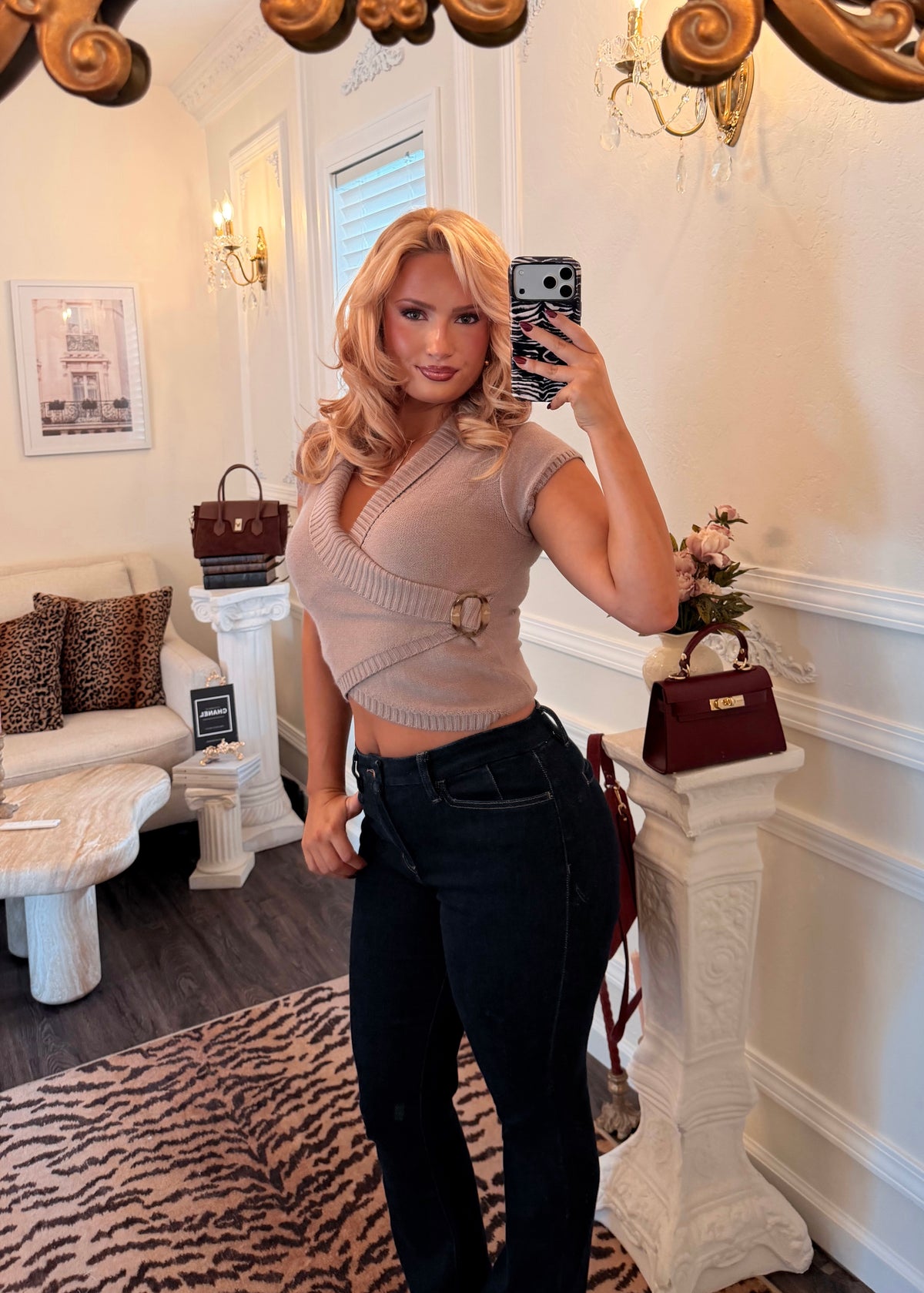 The Madeleine Wrap Sweater — Parisian Fig