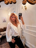 Load image into Gallery viewer, The Claudette Ruffle Blouse — White

