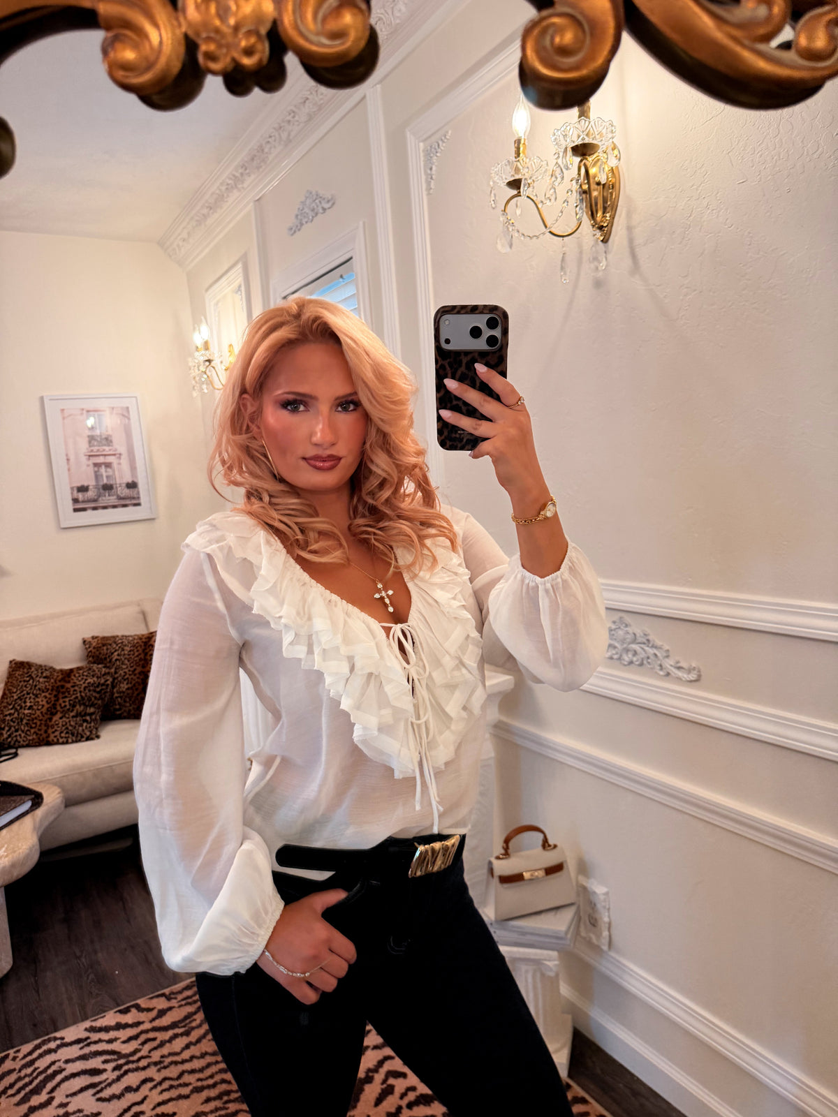 The Claudette Ruffle Blouse — White