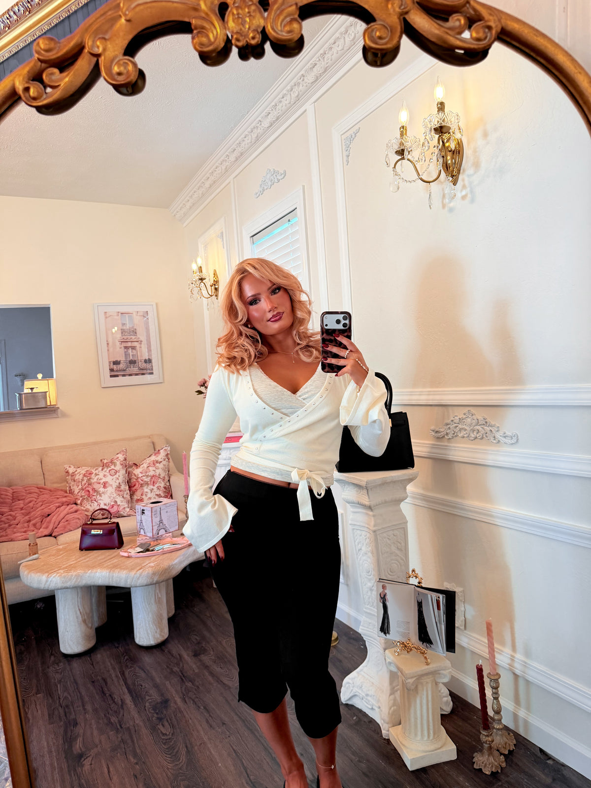 The Romy Studded Wrap Sweater