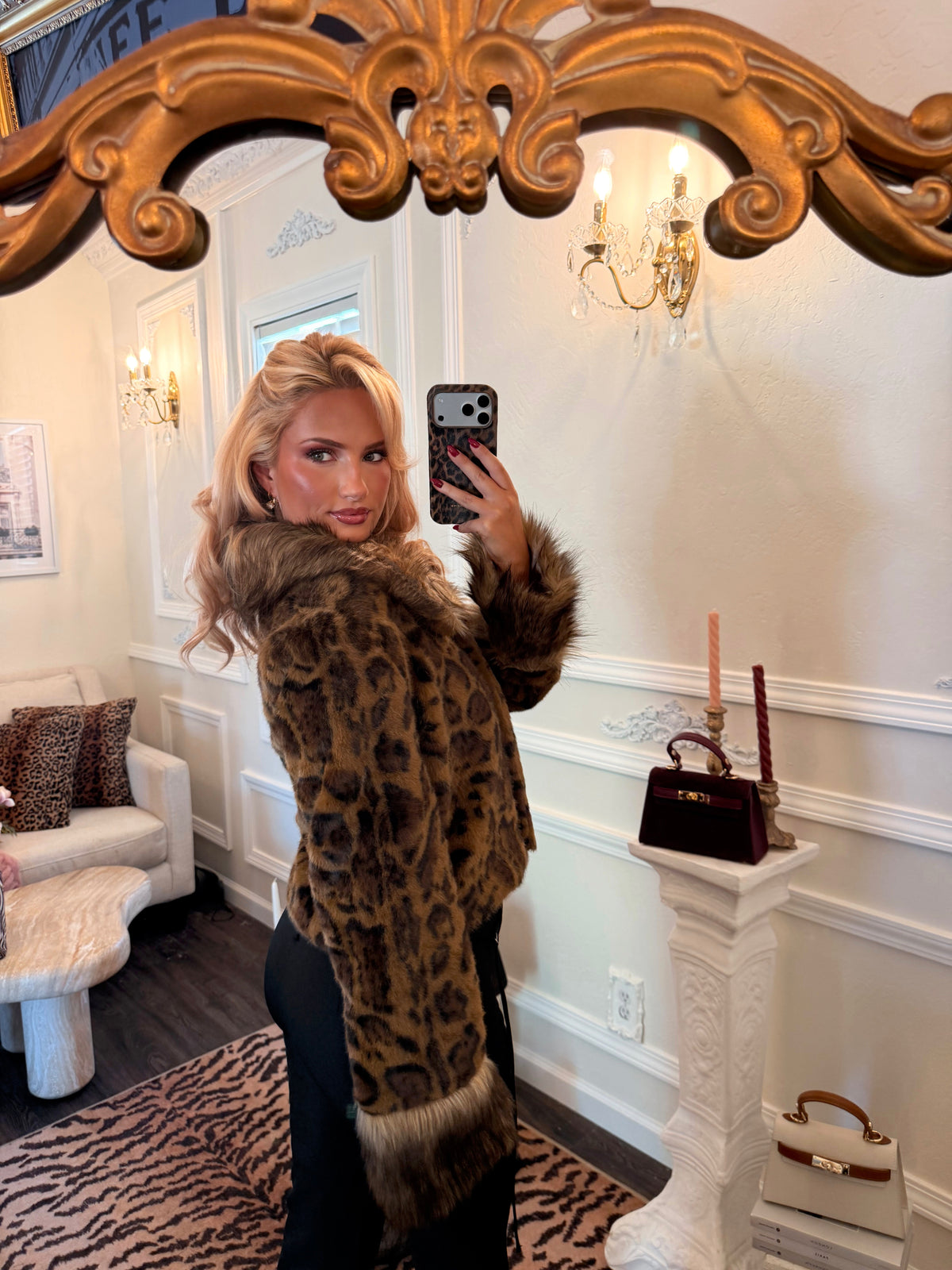 Mika Leopard Faux Fur Jacket