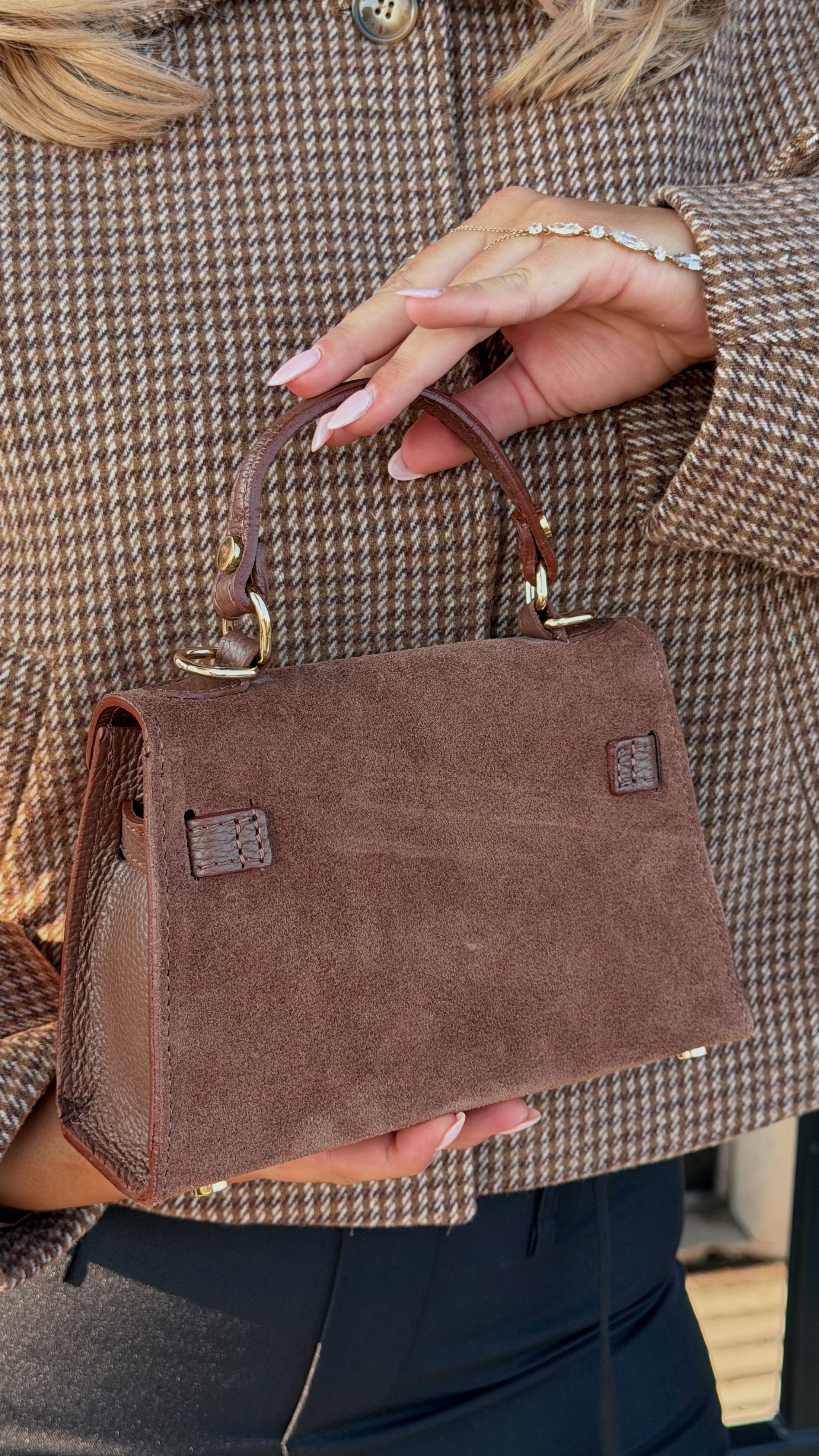 The Janáe Mini Bag - Chesnut Suede