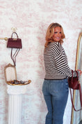 Load image into Gallery viewer, Bordeaux Stripe Henley
