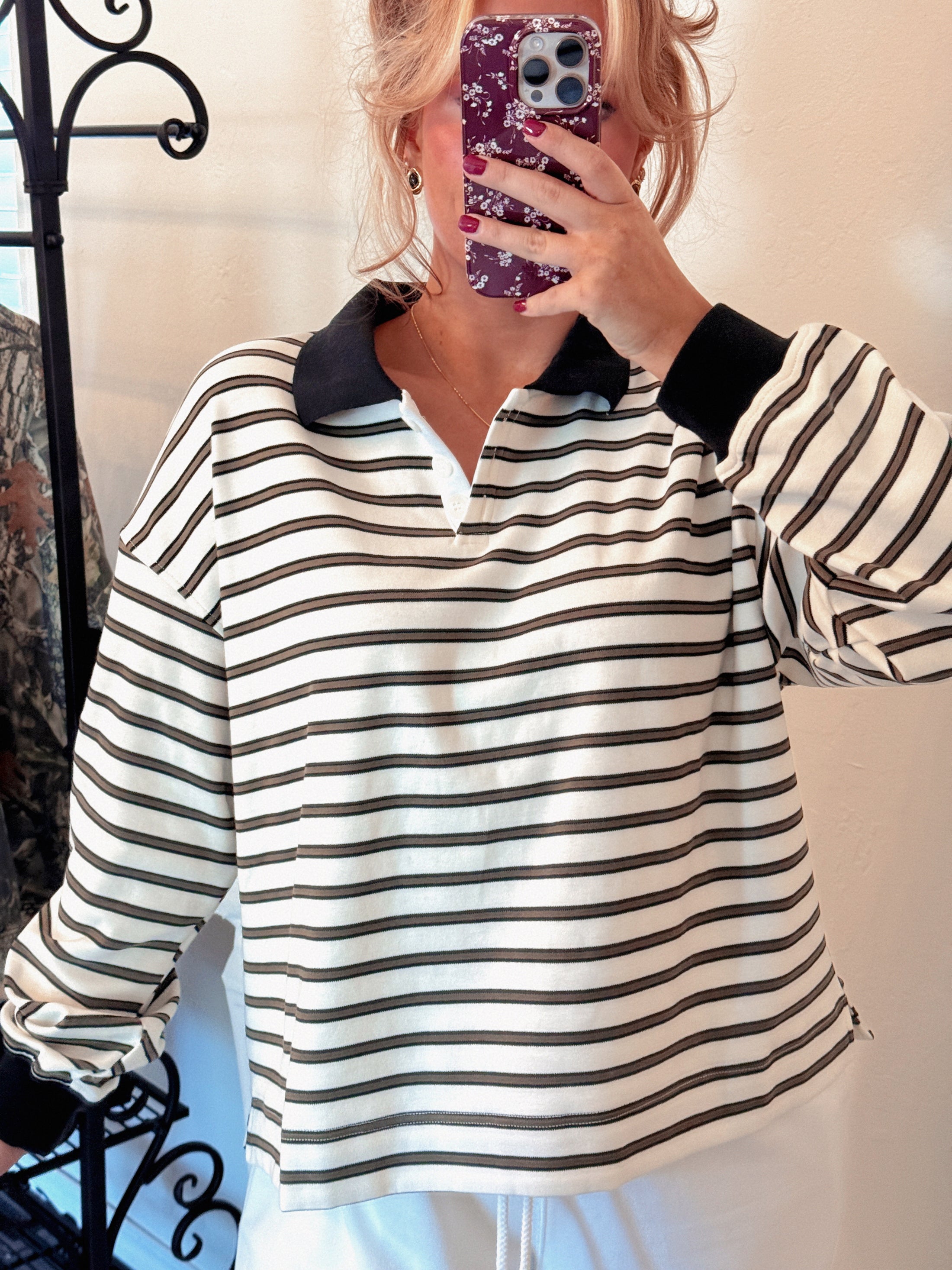 The Oxford Rugby Top - Olive/Black