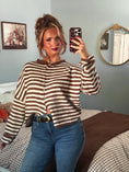 Load image into Gallery viewer, Timeless Threads Cardigan - Espresso Stripes
