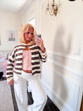 Load image into Gallery viewer, Timeless Threads Cardigan - Chocolate/Strawberry
