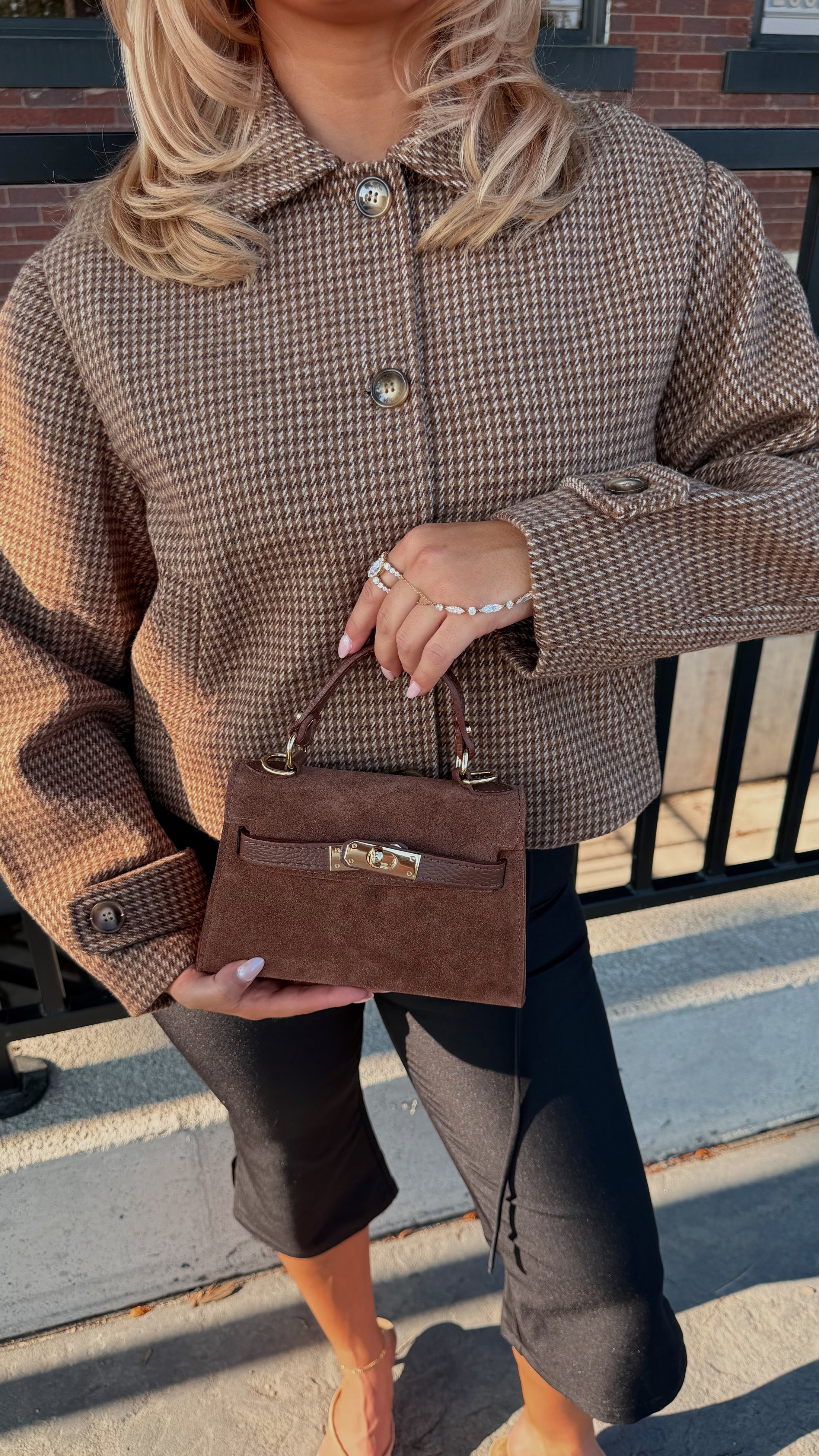 The Janáe Mini Bag - Chesnut Suede