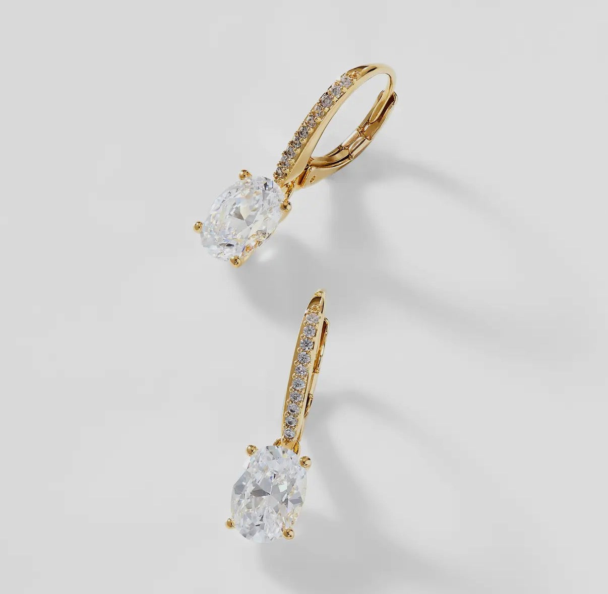 Modern Love Oval CZ Drop Earrings