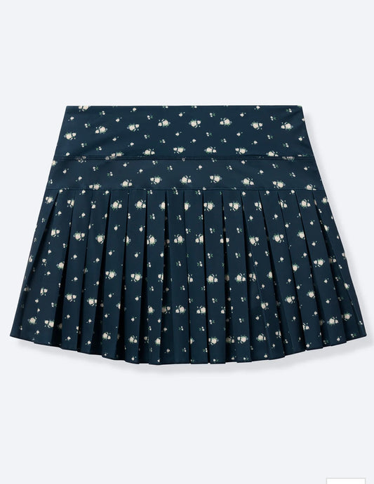 Midnight Blossoms Pleated Skort