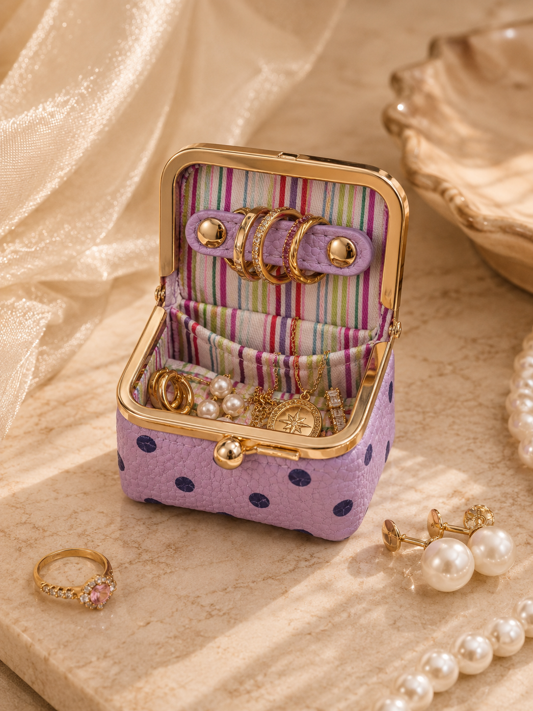 The Petit Palais Jewelry Pouch - Lavender Dot