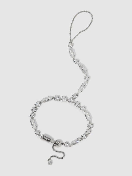 Beatrix Cz Hand Chain Bracelet - Silver