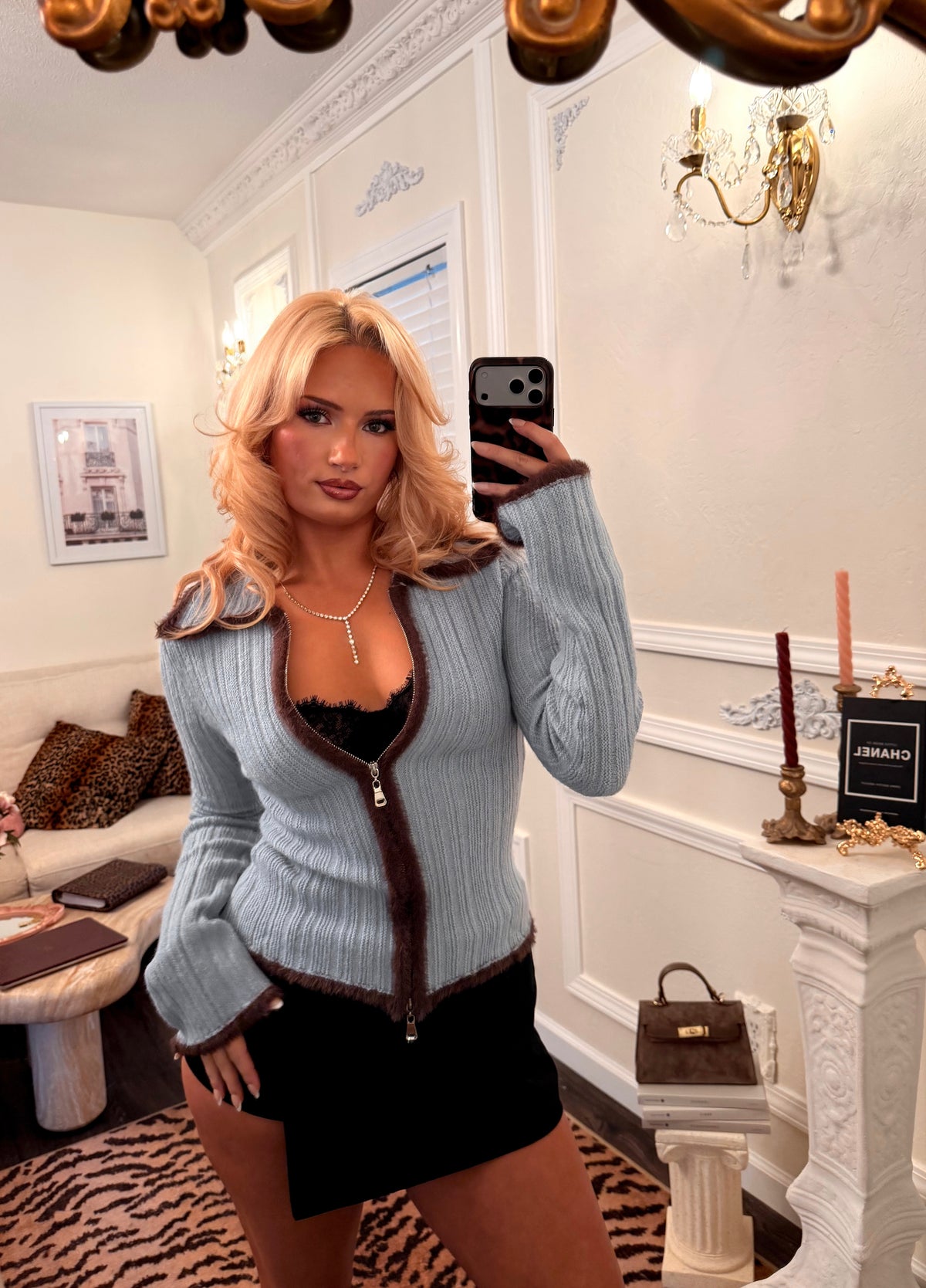 Claudette Contrast Knit — Bleu Ciel