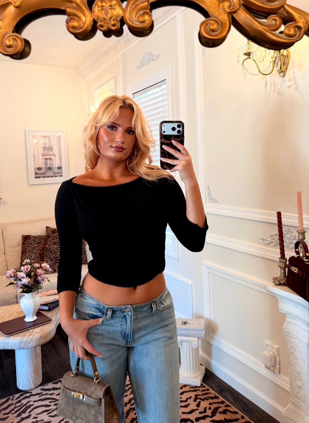 Camille Boat Neck Top — Noir