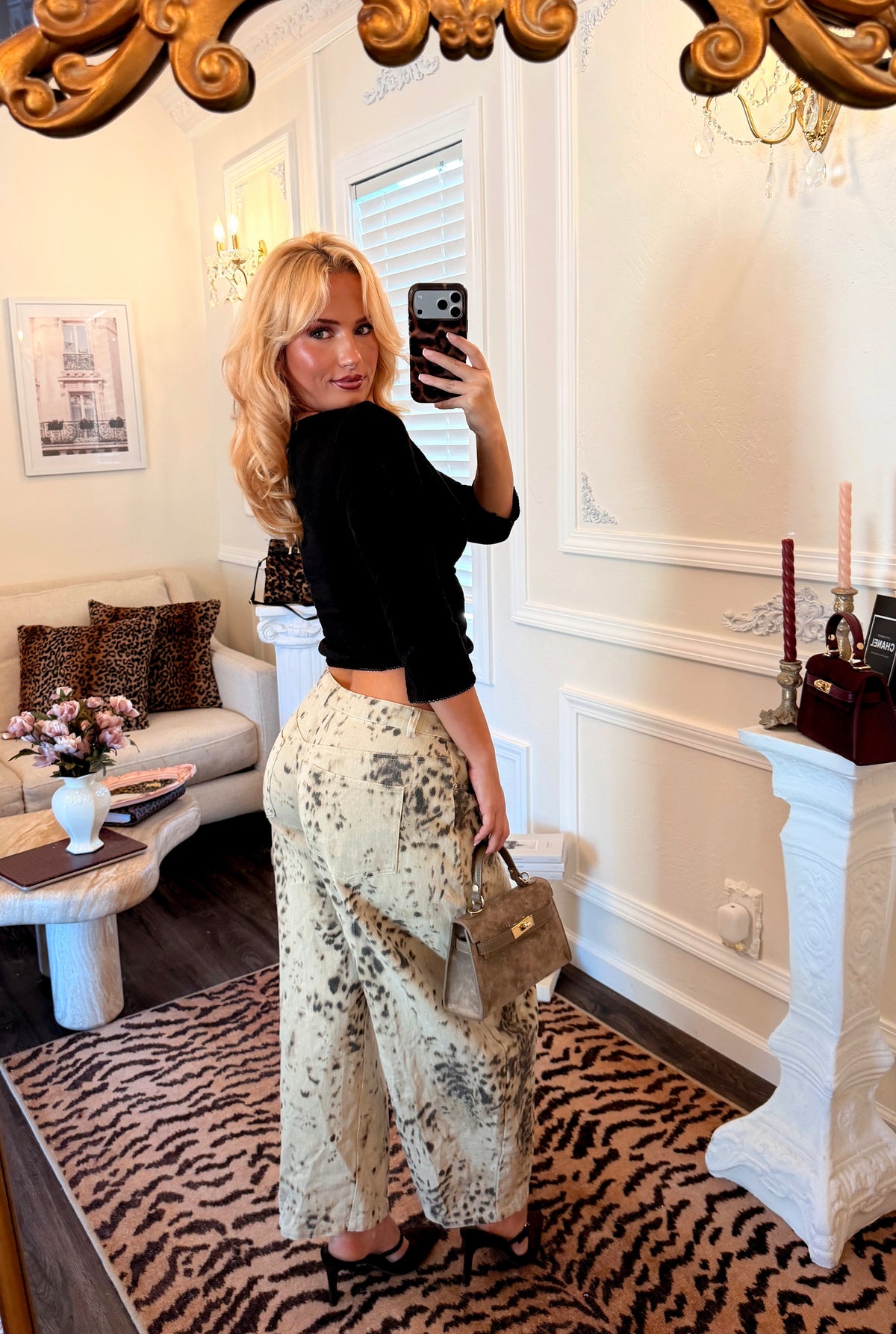 Lennox Snow Leopard Barrel Jeans
