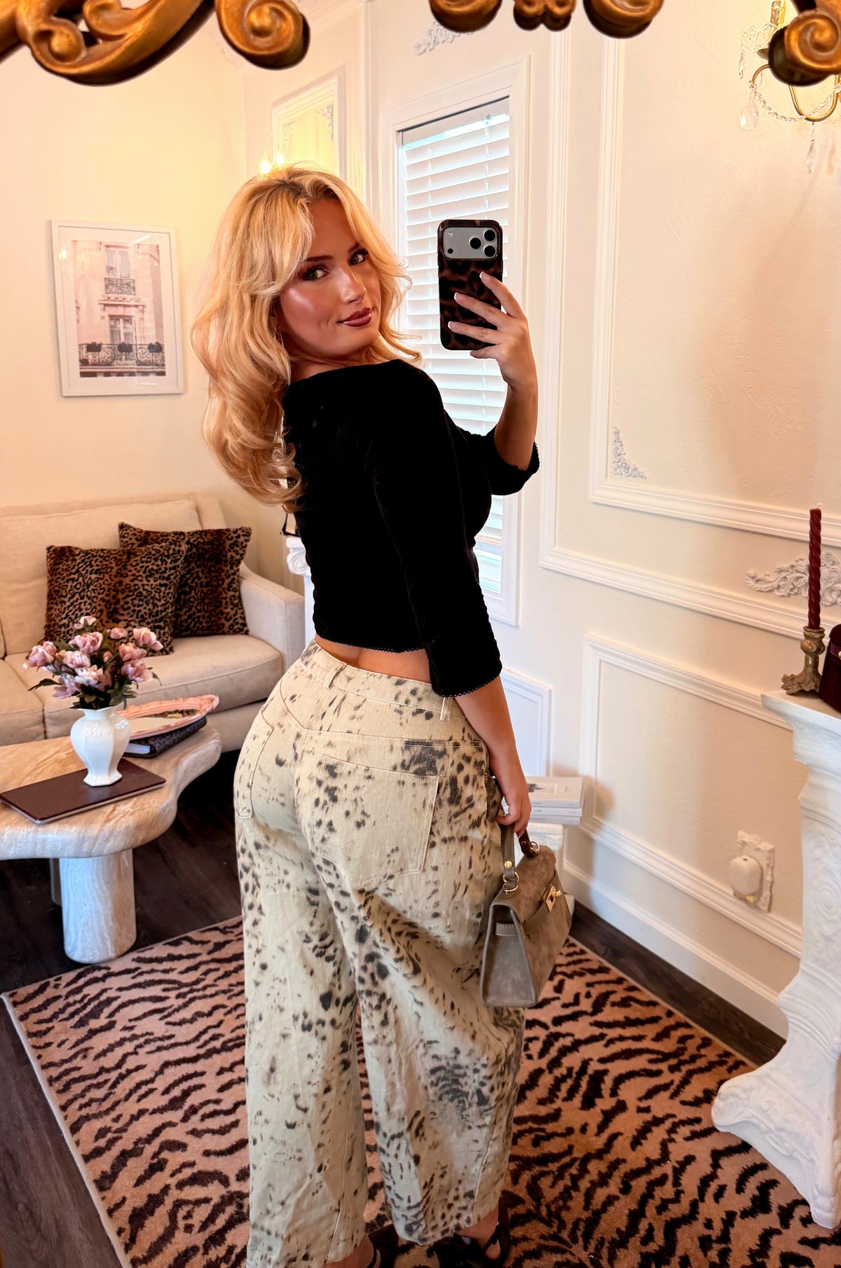 Lennox Snow Leopard Barrel Jeans