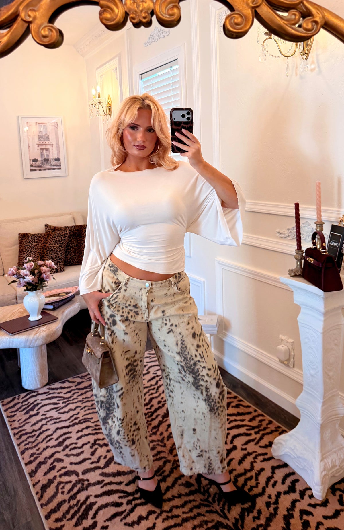 Lennox Snow Leopard Barrel Jeans