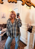 Load image into Gallery viewer, Frankie Oversized Plaid Shirt — Denim Blue

