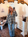 Load image into Gallery viewer, Frankie Oversized Plaid Shirt — Denim Blue
