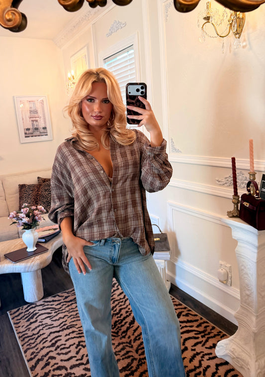 Marlowe Plaid Shirt — Mocha