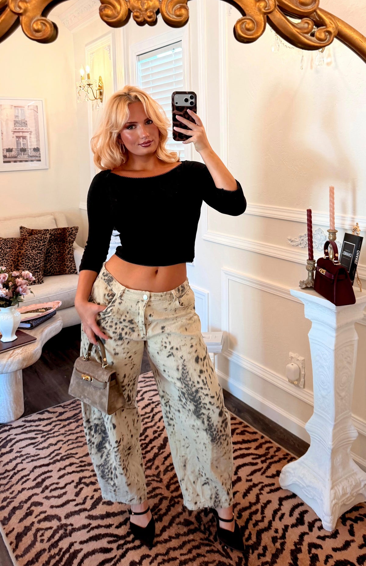 Lennox Snow Leopard Barrel Jeans